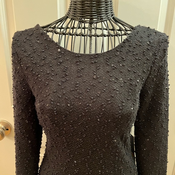 NWT J Lo Vintage Black Sequin Long Sleeve Dress - Picture 2 of 7